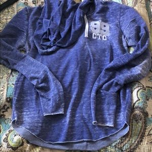 Blue Cowgirl Tuff burnout Hoodie